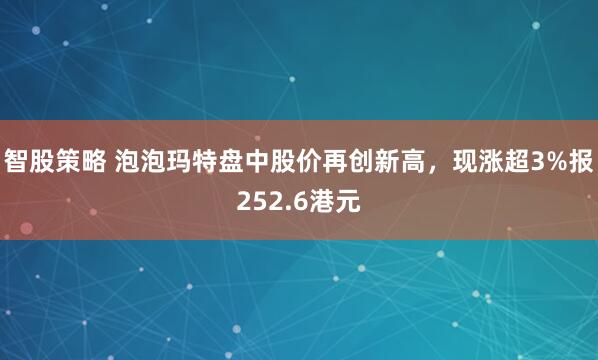 智股策略 泡泡玛特盘中股价再创新高，现涨超3%报252.6港元