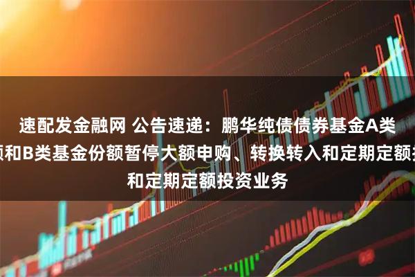 速配发金融网 公告速递：鹏华纯债债券基金A类基金份额和B类基金份额暂停大额申购、转换转入和定期定额投资业务