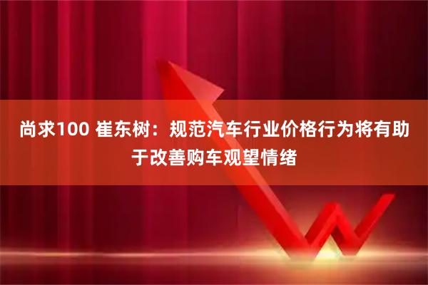 尚求100 崔东树：规范汽车行业价格行为将有助于改善购车观望情绪