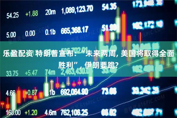 乐盈配资 特朗普宣布: “未来两周, 美国将取得全面胜利”, 伊朗要跪?